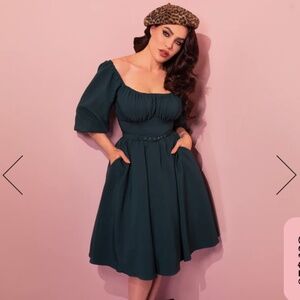 Vixen by Micheline Pitt Vacation Dress in Spruce Green M